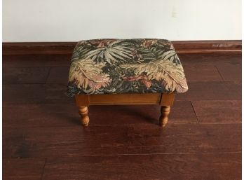 Vintage Floral Woven Wooden Foot Stool