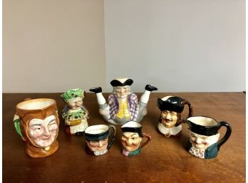 Set Of 7 Vintage Porcelain Mugs And Container - Hal-Sey, Cavalier