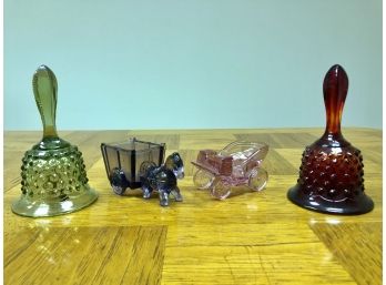 Lot Of Fenton Glass Bells And Buggies