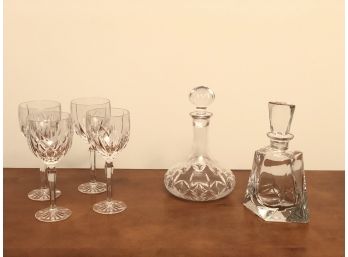 Pair Of Atlantis Crystal Decanters And Set Of 4 Glasses