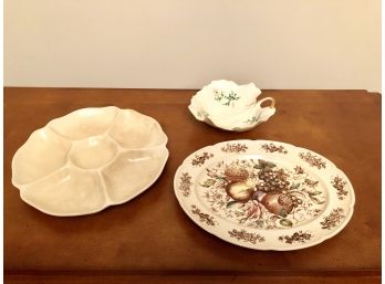 Set Of 3 Porcelain/China Platters Including Spode, Windsor Fruit, And Mikasa