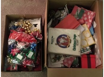 Lot Of Holiday Bows, Cards & Papers