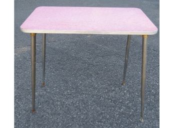 1950's Funky Triangles Pink Formica & Chrome Table