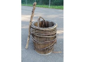 Vintage Barrel Nail Keg Wrapped In Vines