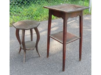 Pair Of Arts & Crafts Era Oak Side Tables Or Stands C.1910-25 Era.