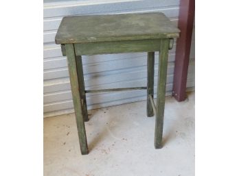 Country Style Wooden Stand Or Table In Green Paint.