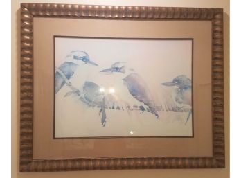 Large Framed Print Of 3 Kukaburras (Lot 008)