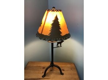 Rustic Iron Moose Table Lamp - 25H