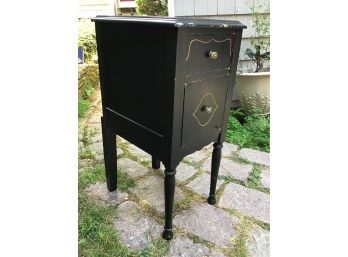 Small Black 2 Drawer End Table - Needs A Little TLC