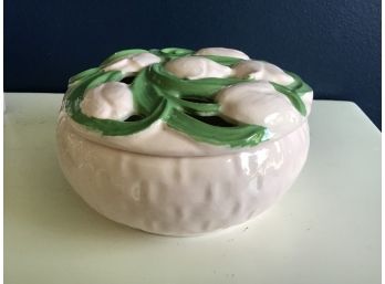 Handmade Ceramic Box With Lid, Pink Tulips