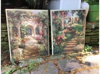 Set Of 2 European Scene Prints On Board - 16 X 20