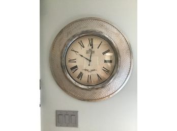 Large Lightweight Silver Toned Wall Clock - 22D