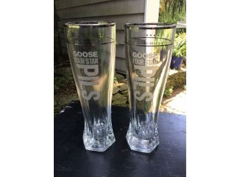 Pair Of Goose Island Signature Four Star Pilsner Glasses