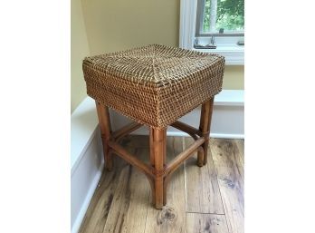 Square Rattan Stool With Woven Top