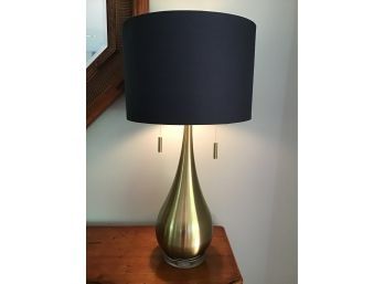 Brushed Gold Modern Table Lamp, Black Shade - 29H