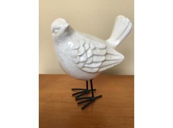 Decorative Cream Colored Bird, Crackled Finish  - 8H