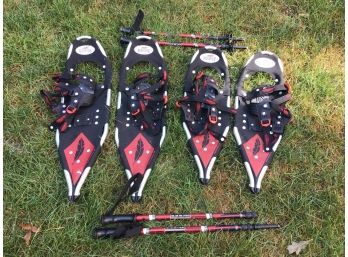 2 Pair Of Redfeather Hiking Snowshoes - Performance 25 And 30 With Poles