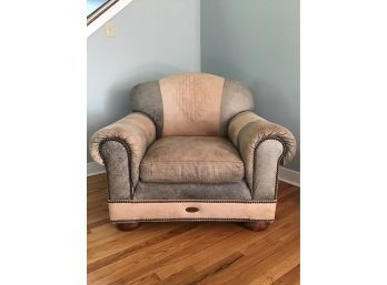 Bob Timberlake Nubuck Leather Club Chair, Nailhead Trim