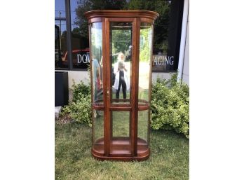 Pulaski Curved Glass Lighted Display Cabinet, Mirrored Back