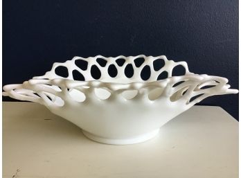 Westmoreland Milk Glass Oval Centerpiece Bowl With Open Lace Edge