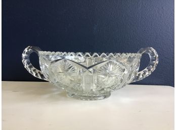 Antique American Brilliant Period Double Handled Relish Dish