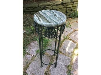 Petite Iron Table With Marble Top