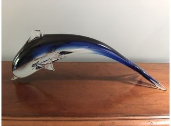 Blue Dolphin Glass Sculpture (broken Fin)