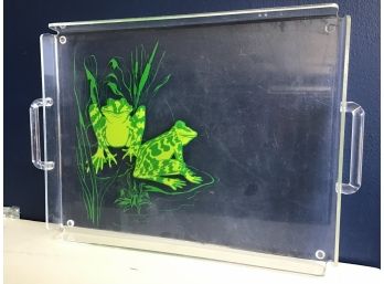 Mid Century Acrylic Serving Tray With Frogs