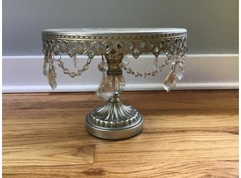 Silver Toned Beaded Cake Pedestal -10D