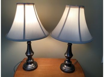 Pair Of Bronzed Finish Table Lamps - 19H