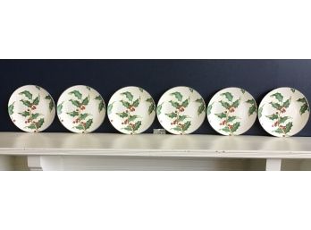 Set Of 6 Restoration Hardware 8 Inch Holly Plates In Box