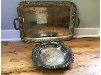 Silver Plate Tray And  Bowl, Sweden