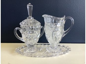 American Brilliant Period Sugar/ Creamer With Platter - Beautiful Set!