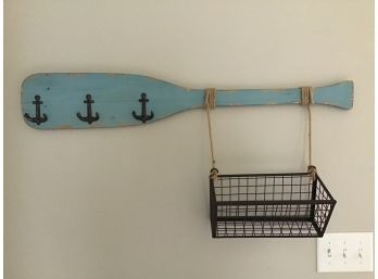 Cute Blue Paddle With Anchor Hooks And Attached Wire Basket - 38.5L