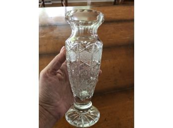 American Brilliant Period Cut Glass Footed Vase - 8H