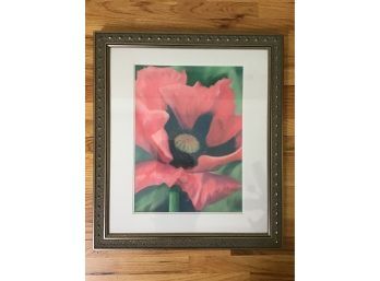 Pastel, Scarlet Poppy By Local Artist, Jane Cunha, Signed - 25 X 28.5