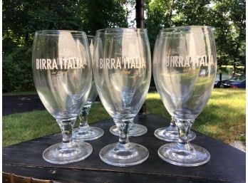 Set Of 6 Birra Italia Beer Glasses - Never Been Used