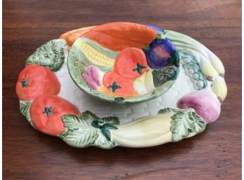 Colorful Ceramic Vegetable Dish And Dip Bowl