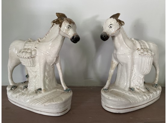 Porcelain Harvest Donkeys, 10x4.5x9.5