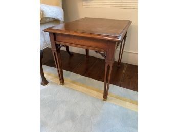 Lane End Table Butterfly Veneer 27x22x22 Brass Capped Feet  Some Ringwear Nice Handsome Look