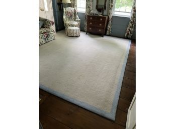 Custom Carpet, Cream And Baby Blue, 12 Feet 7 Inches X 11 Feet 5 Inches.