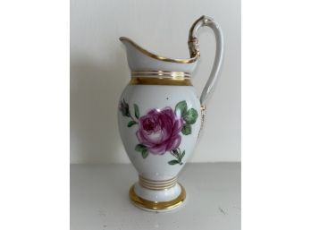 Antique Meissen Pitcher  Creamer Rose Decorative Gold Trims No Cracks, Chips Or Flea Bites