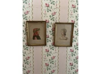 Bust Portraits Of 'Petrarca' And 'Laura' In Renaissance Dress 4.5x6in Framed Glass