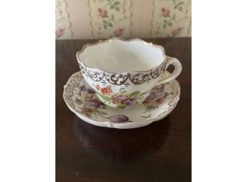 Samson Tea Cup And Saucer Polychrome Floral Motif