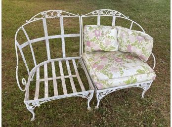 Pair Wrought Iron Patio Chairs Make Love Seat 24x33x28 Solid Nice Vintage Heavy Beautiful, The Good Stuff