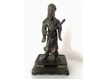 Chinese Bronze Statue Unmarked Looks To Have Age 7x4in