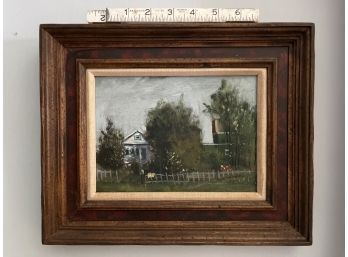 'Sheepshead Bay House' Signed LR, Bruce A. North, Oil On Cigar Box Panel, Framed Matted, 12.5x1.25x10