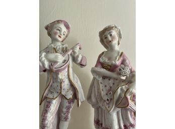 Pair Of Late 19th Century Pink And White Porcelain Figurines