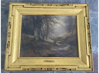 Burnham Beeches Painting Signed Taylorireland 1913? 32.5x37in Gold Giltwood Frame Glass