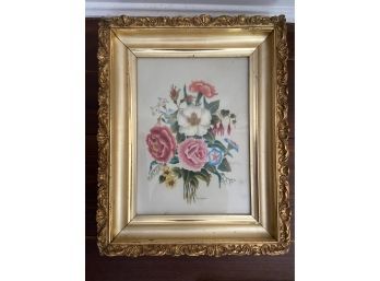 Floral Painting Signed F.T. Firmin 13x16in Framed Glass